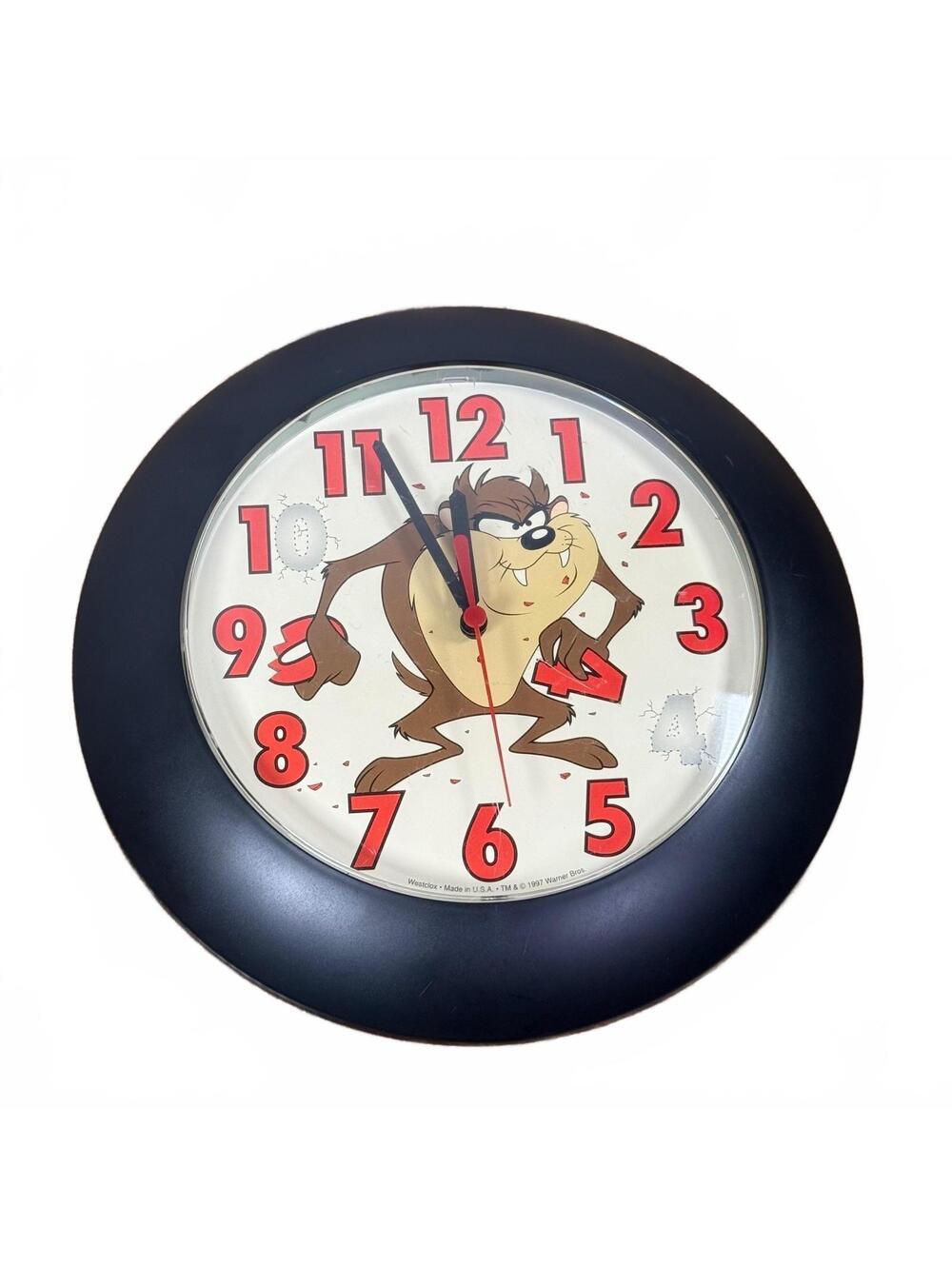 Vintage 1997 Looney Tunes Taz Wall Clock Westclox Warner Bros 11.5” USA